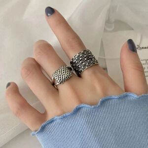 Minimalist 925 Sterling Silver Chunky Ring Geometric Abstract Ring